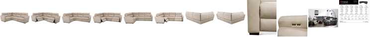 Furniture Gabrine 4-Pc. Leather Sectional with 2 Power Headrests, Created for Macy's